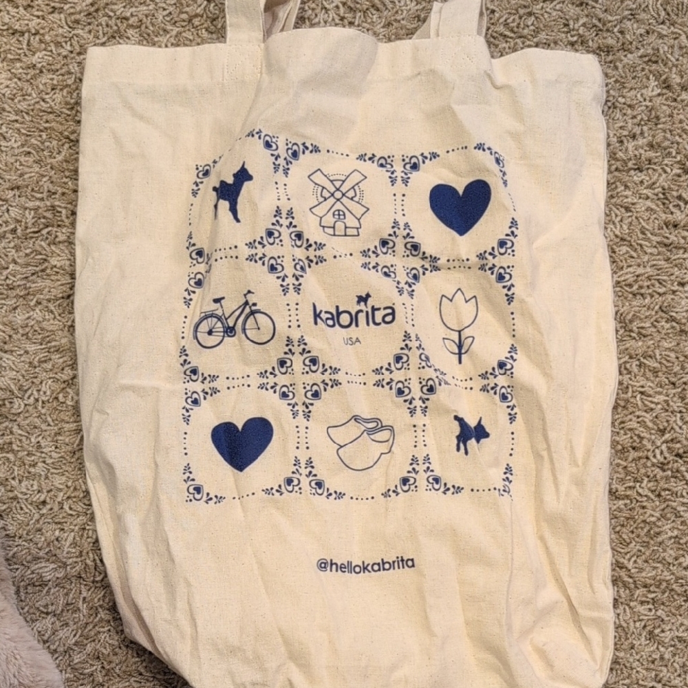 Brita Cream Tote Bag with Blue Design